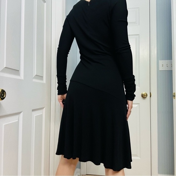 Vintage Dress Formal Knee Length Black Long Sleeve Cocktail A-line Medium - Picture 2 of 8